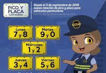 Desde el 1° de septiembre habrá nueva rotación del Pico y Placa para particulares pico-y-placa-cartagena
